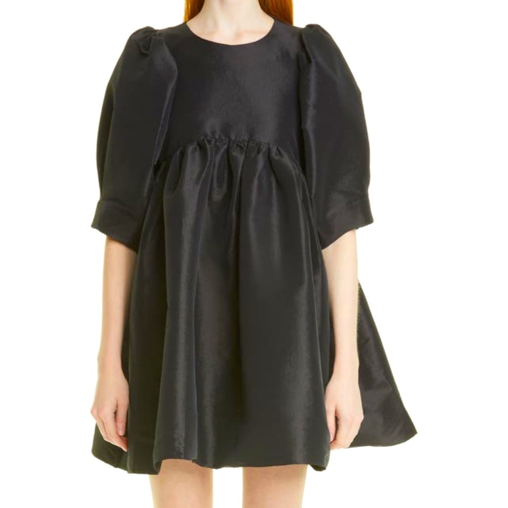 Kika Vargas Mathilde Puff Sleeve Silk Blend Taffeta Minidress